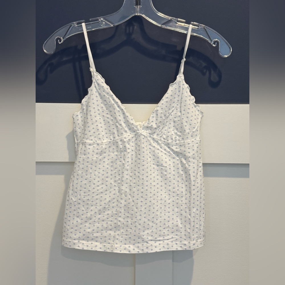 John Galt White and Blue strappy tank Top OS NWOT